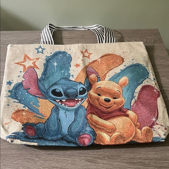 Other - Canvas Tote Bag with Stitch and Pooh